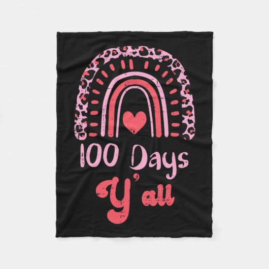 ピンクヒョウ虹100日ヤル100thデイショオ フリースブランケット (正面)