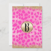 ピンクヒョウ金ゴールドグリッター誕生日パーティー 招待状 (裏面)