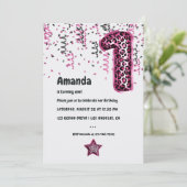 ピンクヒョウ風船第1クリスマス誕生日招待状 招待状 (スタンド正面)