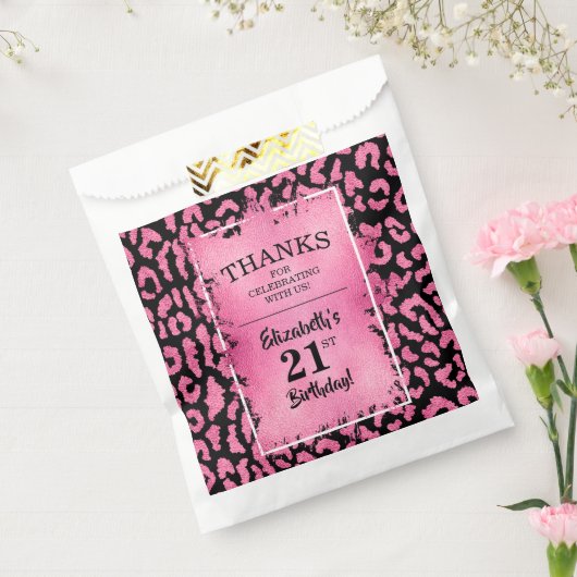 ピンクヒョウ21歳の誕生日パーティーの好意バッグ フェイバーバッグ (封をした状態)