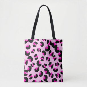 ピンクヒョウ。動物の皮膚のパターン。ヒョウ。パナ トートバッグ