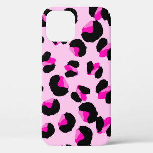 ピンクヒョウ。動物の皮膚のパターン。ヒョウ。パナ iPhone 12ケース