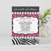 ピンクヒョウZEBRAスイーツ16パーティー 招待状 (スタンド正面)