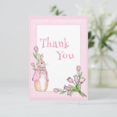 ピンクビアトリックスポッタープライド動物テーマベビーシャワー サンキューカード (スタンド正面)