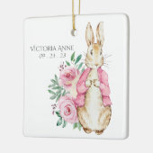 ピンクビアトリックスポッターラビットパーソナライズされたベビー セラミックオーナメント (左)