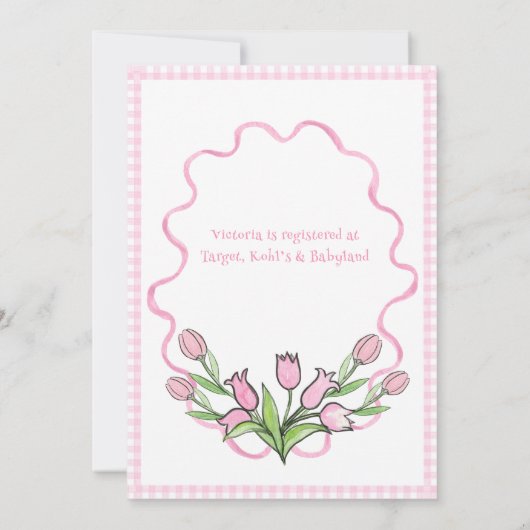 ピンクビアトリックスポッター動物テーマベビーシャワー 招待状 (裏面)