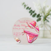 ピンクビキニビーチブライダルシャワー招待状 招待状 (スタンド正面)