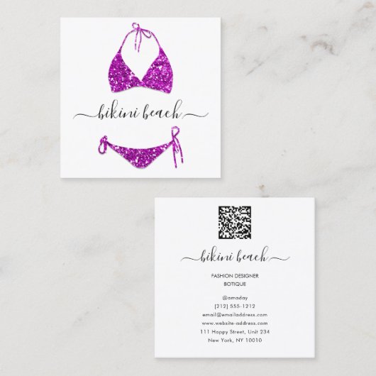 ピンクビキニランジェリービーチ衣装下着屋 スクエア名刺 (正面/裏面)