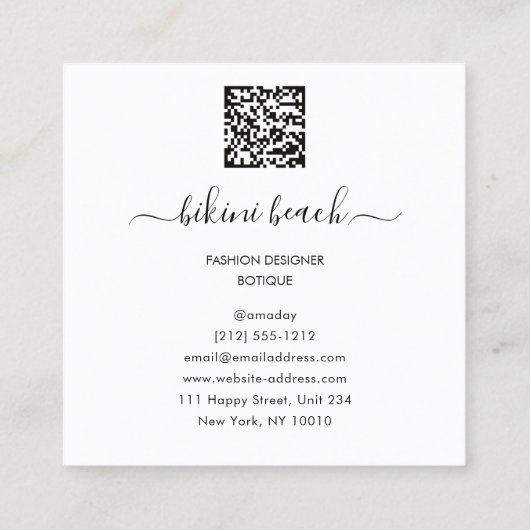 ピンクビキニランジェリービーチ衣装下着屋 スクエア名刺 (裏面)