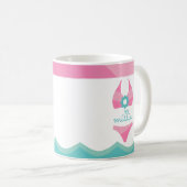 ピンクビキニ水着パーソナライズされたマグカップ コーヒーマグカップ (正面右)