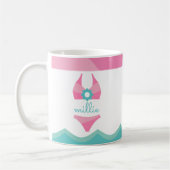 ピンクビキニ水着パーソナライズされたマグカップ コーヒーマグカップ (左)
