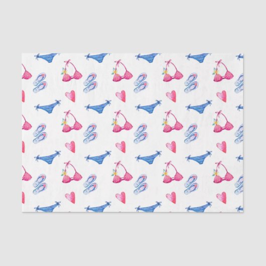 ピンクビキニ&ビーチサンダル(デザイン72ピンクシリーズ) 薄葉紙 (正面)