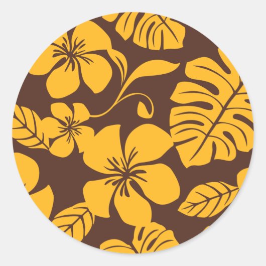 ピンクビキニ(ブラウン/金ゴールド)クラシックラウンドステッカー ラウンドシール (正面)