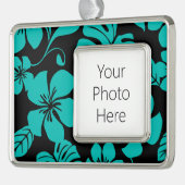 ピンクビキニ(ブラック/ティール（緑がかった色）) シルバープレートフレームオーナメント (左)