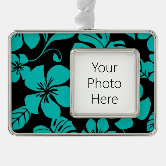 ピンクビキニ(ブラック/ティール（緑がかった色）) シルバープレートフレームオーナメント (正面)