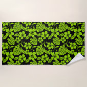 ピンクビキニ(ブラック/ライム) ビーチタオル (正面)