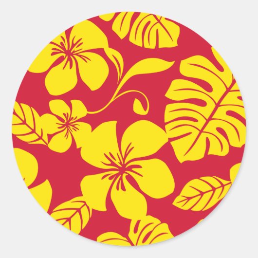 ピンクビキニ(赤/金ゴールド)クラシックラウンドステッカー ラウンドシール (正面)