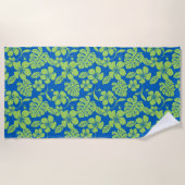 ピンクビキニ（青/緑） ビーチタオル (正面)