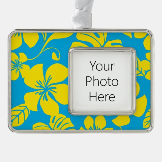 ピンクビキニ（青/黄） シルバープレートフレームオーナメント (正面)