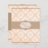 ピンクビクトリアダマスク披露宴カード エンクロージャーカード (正面/裏面)