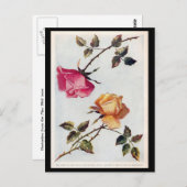 ピンクビクトリアンと黄色のバラの葉書 ポストカード (正面/裏面)