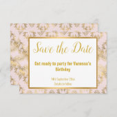 ピンクビクトリアンのエレガント金ゴールド 出欠カード (正面/裏面)