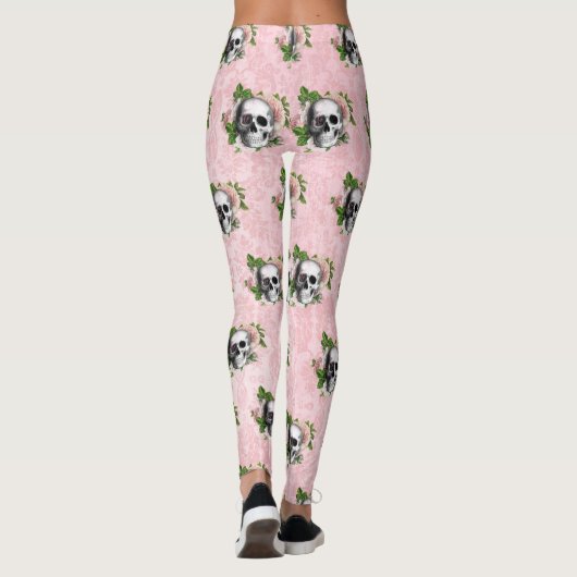 ピンクビクトリアンのゴシック様式のガラスの骨格とダマスク レギンス (裏面)