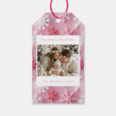 ピンクビクトリアンのスノーフレークのクリスマスフォト ギフトタグ (正面)