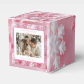 ピンクビクトリアンのスノーフレークのクリスマスフォト フェイバーボックス (正面サイド)