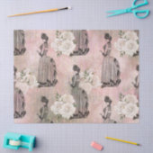 ピンクビクトリアンのデコページの女性とバラ 薄葉紙 (クラフト)