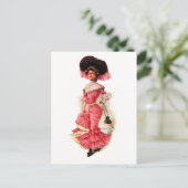 ピンクビクトリアンのドレスを着た女性 ポストカード (スタンド正面)