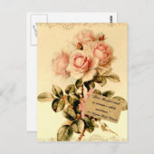 ピンクビクトリアンのバラとやる気を起こさせる引用文 ポストカード (正面/裏面)