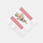 ピンクビクトリアンのバラとバds紙のナプキン 縁ありカクテルナプキン (角)