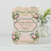 ピンクビクトリアンのバラの緑 招待状 (スタンド正面)