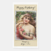 ピンクビクトリアンのバラを持つ女性ロマンチック (正面)