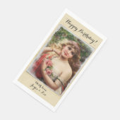 ピンクビクトリアンのバラを持つ女性ロマンチック (コーナー)