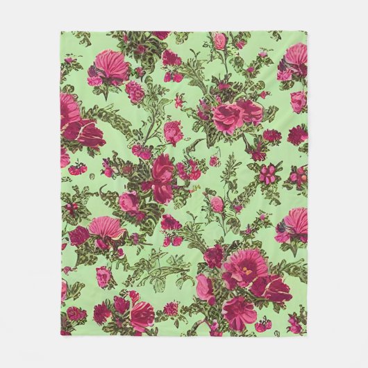 ピンクビクトリアンのバラ フリースブランケット (正面)