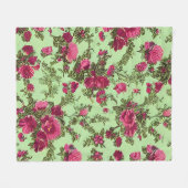 ピンクビクトリアンのバラ フリースブランケット (正面(横))