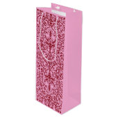 ピンクビクトリアンのモチーフ ワインギフトバッグ (正面アングル)