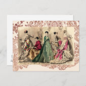 ピンクビクトリアンの弓でドレス ポストカード (正面/裏面)