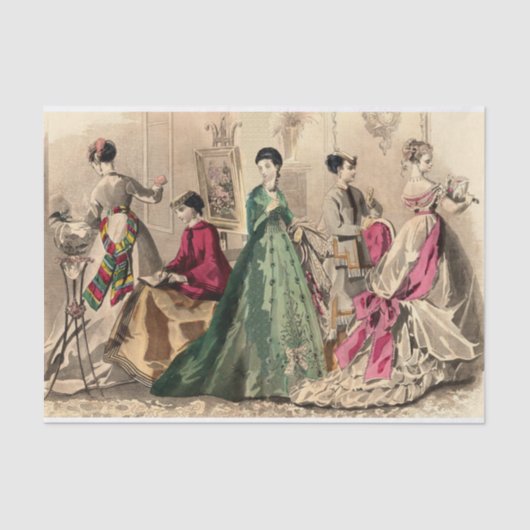 ピンクビクトリアンの弓でドレス 薄葉紙 (正面)