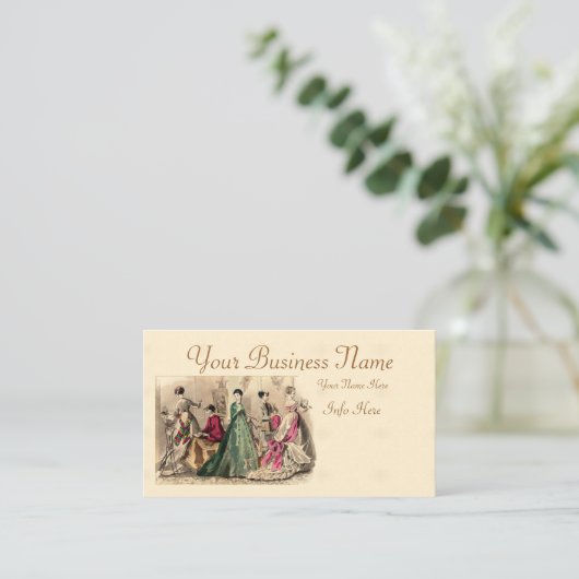 ピンクビクトリアンの弓の名刺を付けたドレス 名刺 (スタンド正面)