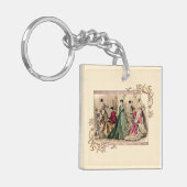 ピンクビクトリアンの弓キーチェーンのドレス キーホルダー (正面左)