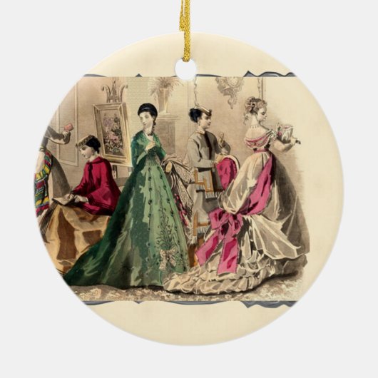 ピンクビクトリアンの弓セラミックオーナメントのドレス セラミックオーナメント (裏面)
