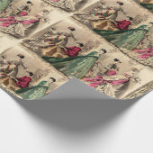 ピンクビクトリアンの弓ラッピング紙付きドレス ラッピングペーパー (角)