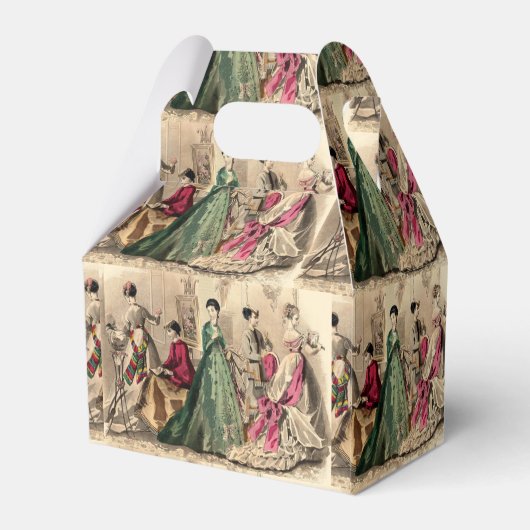 ピンクビクトリアンの弓箱のドレス フェイバーボックス (裏面サイド)