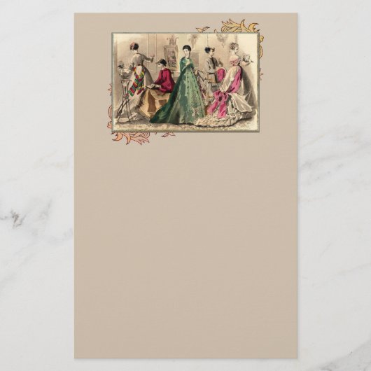 ピンクビクトリアンの文房具を着たドレス 便箋 (正面)