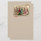 ピンクビクトリアンの文房具を着たドレス 便箋 (正面/裏面)