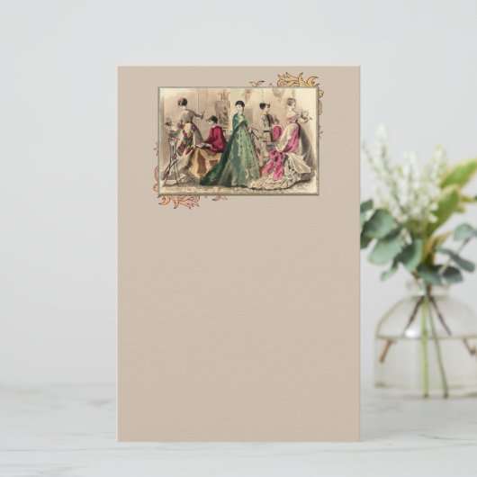 ピンクビクトリアンの文房具を着たドレス 便箋 (スタンド正面)