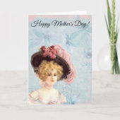 ピンクビクトリアンの羽毛の帽子の女性 カード (正面)